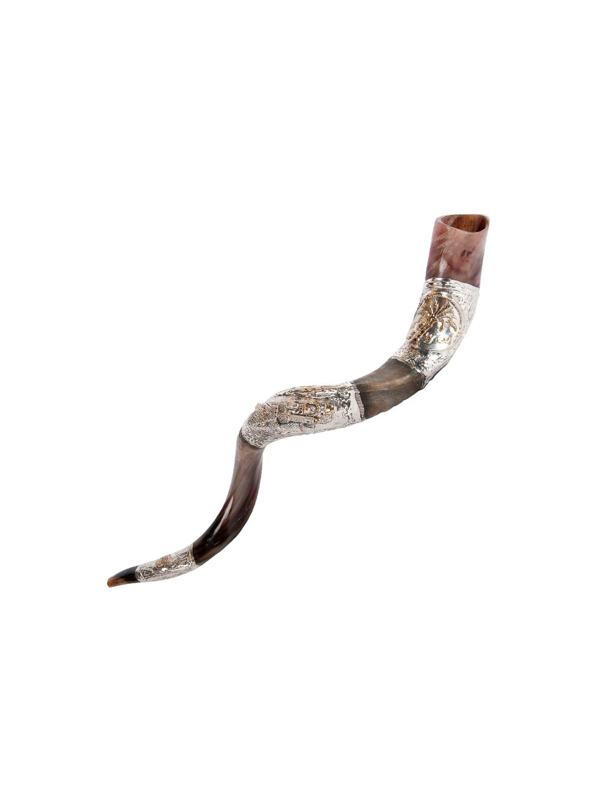 Pièce de palmier dattier et argent sterling de Jérusalem... | Shofars en argent sterling
