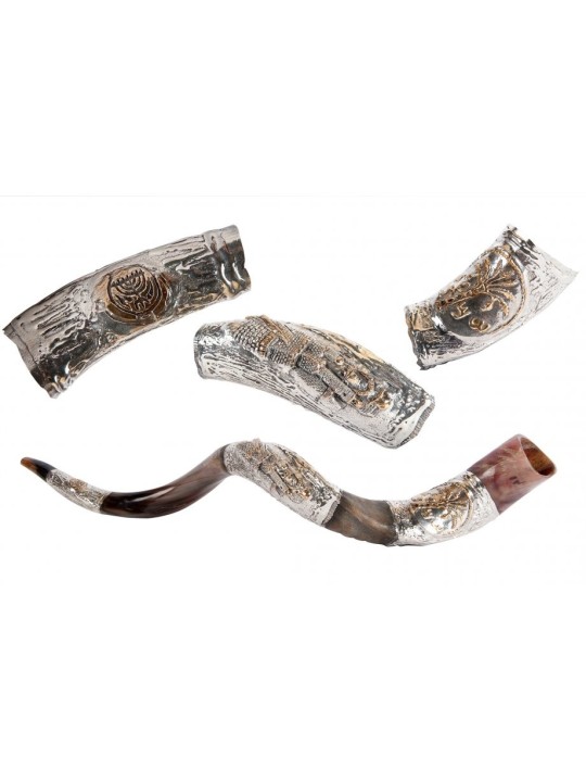 Pièce de palmier dattier et argent sterling de Jérusalem... | Shofars en argent sterling