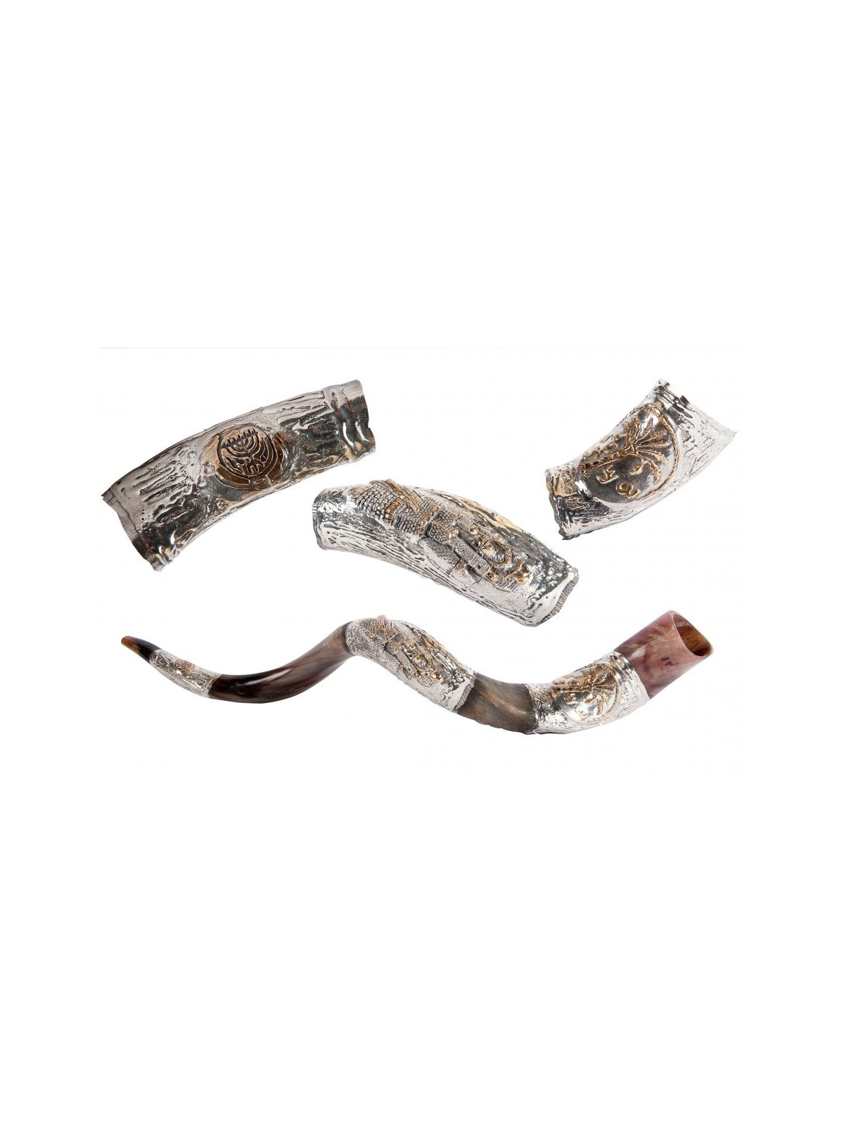 Pièce de palmier dattier et argent sterling de Jérusalem... | Shofars en argent sterling