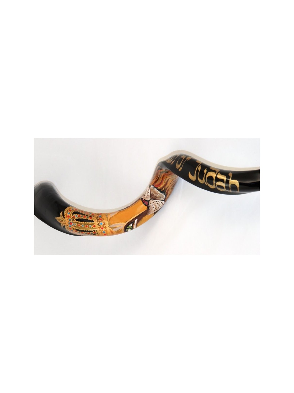Lion de Shofar yéménite peint à la main de Juda avec... | Shofars décorés