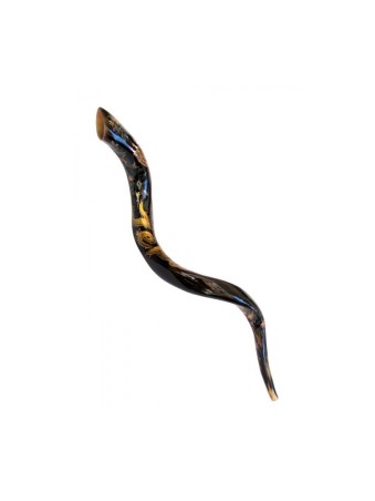 Collectors Hand Painted Yemenite Shofar Menorah | Decorated Shofars