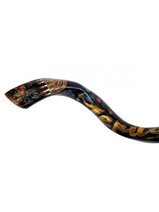 Collectionneurs peints à la main Shofar Menorah yéménite | Shofars décorés