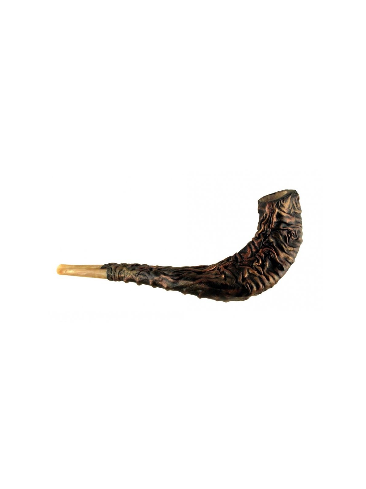Superbe Shofar en corne de bélier relié en cuir | Shofars décorés