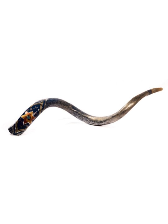 Collectionneurs peints à la main yéménite Shofar Gold St... | Shofars décorés
