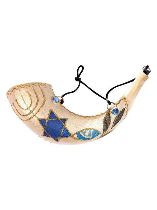 Conception de poisson peint onction corne de bélier Shofar | Shofars décorés