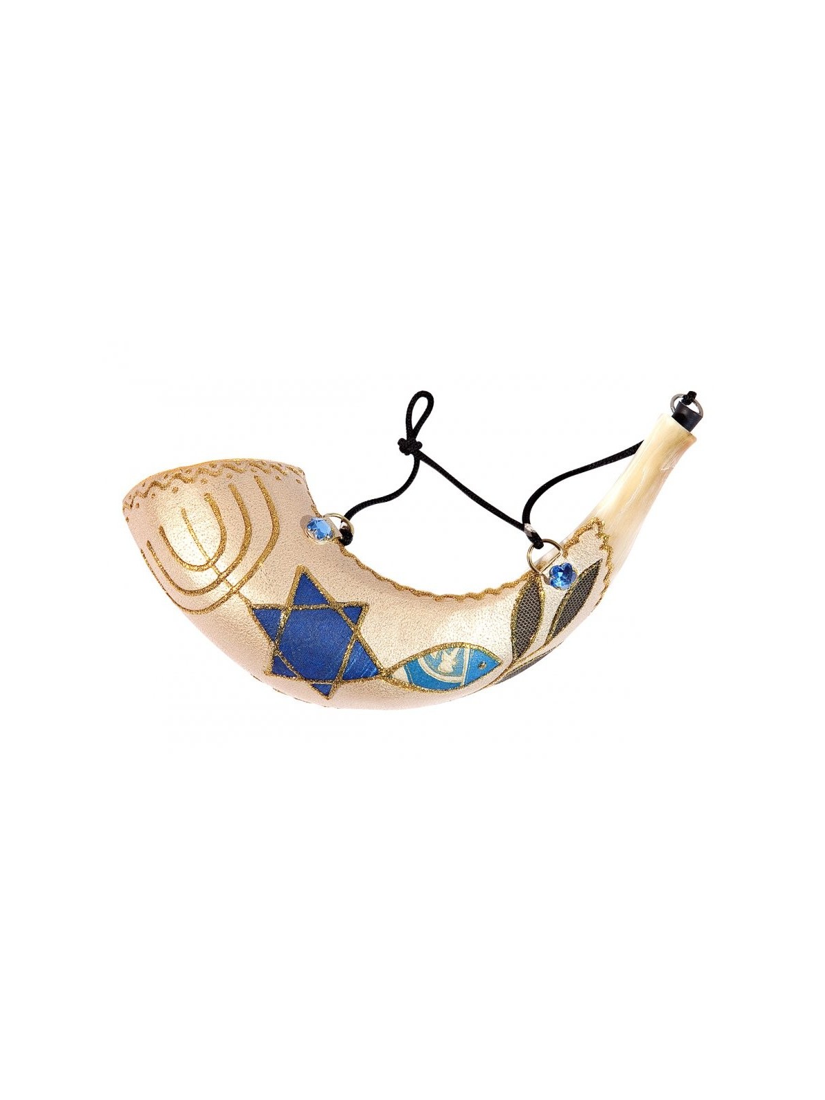 Conception de poisson peint onction corne de bélier Shofar | Shofars décorés