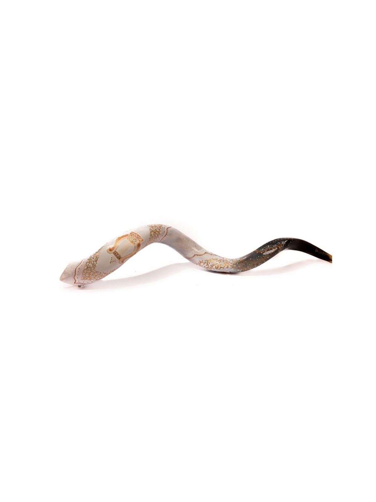 Lyre d’or Shofar yéménite peinte à la main des collectionneurs | Shofars décorés