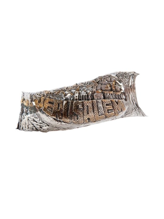 Decorative Yemenite Shofar with Sterling ... | Sterling Silver Shofars