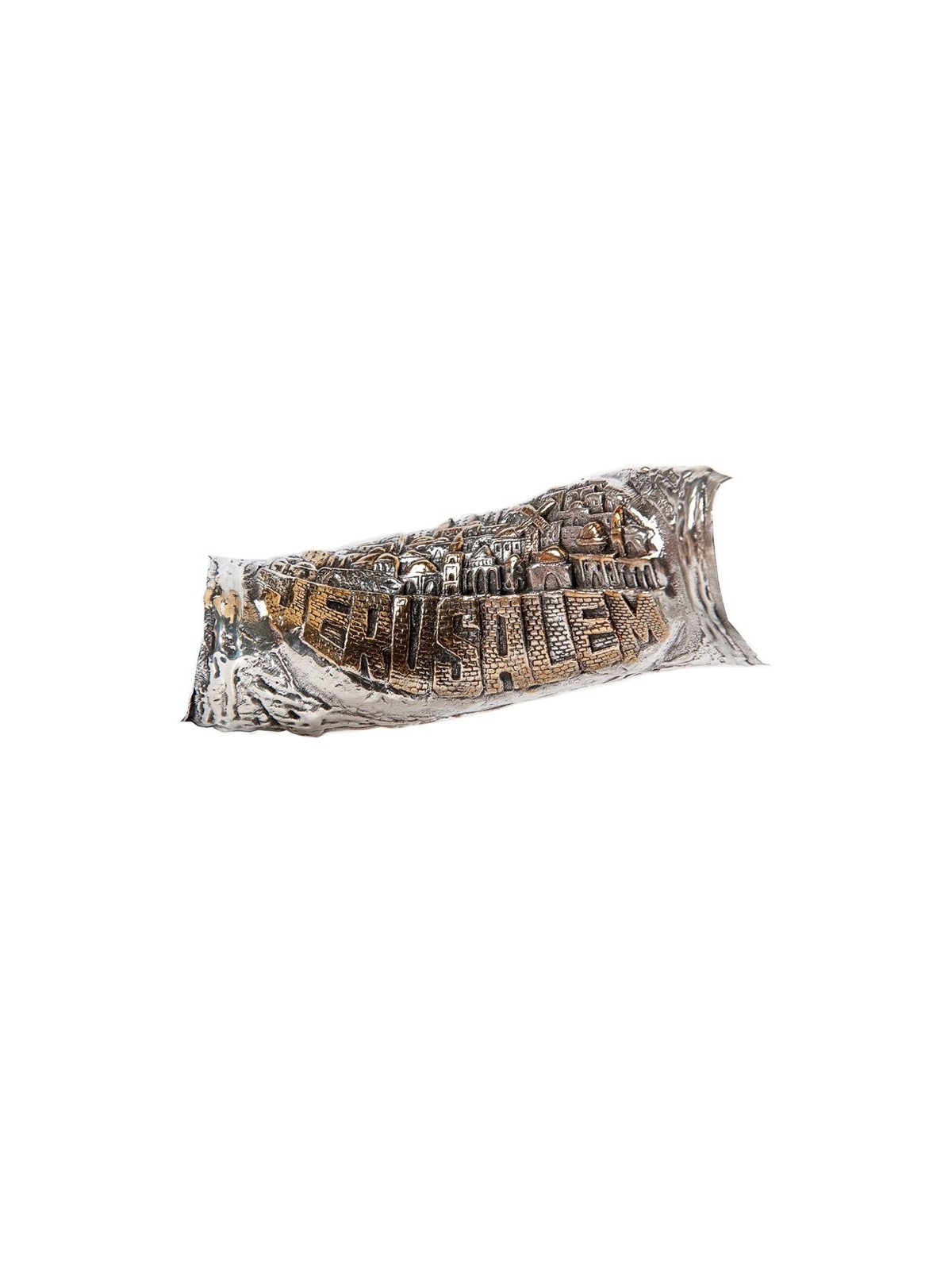 Decorative Yemenite Shofar with Sterling ... | Sterling Silver Shofars
