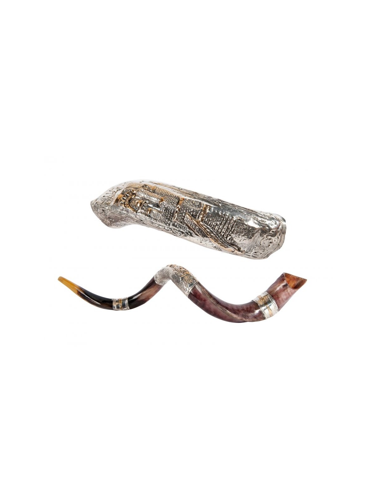 Vieille ville de Jérusalem en argent sterling yéménite... | Shofars en argent sterling