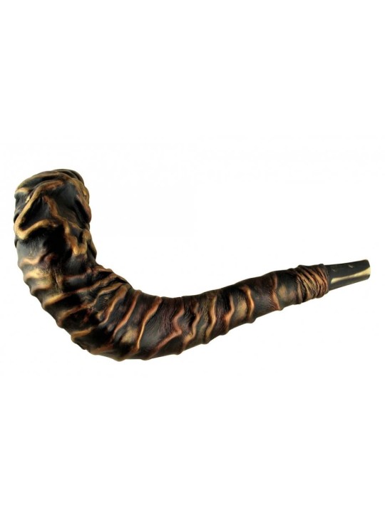 Cuir relié Rams Horn Shofar Étoile de David | Shofars décorés