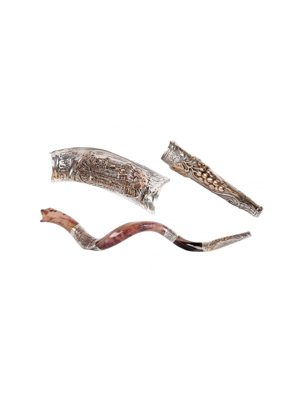 Two Tone Jerusalem Design Sterling Silver... | Sterling Silver Shofars