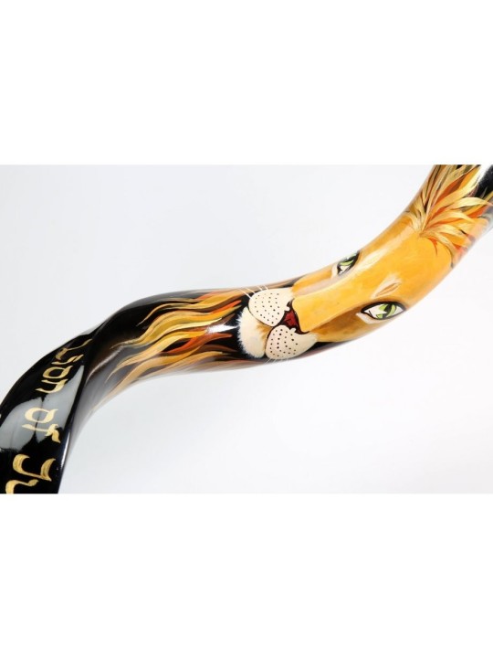 Lion Shofar yéménite peint à la main de Juda | Shofars décorés