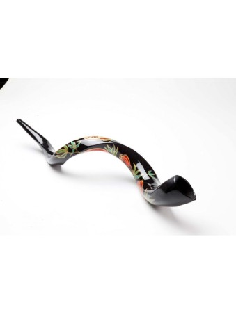 Shofar yéménite peint à la main avec grenades | Shofars décorés