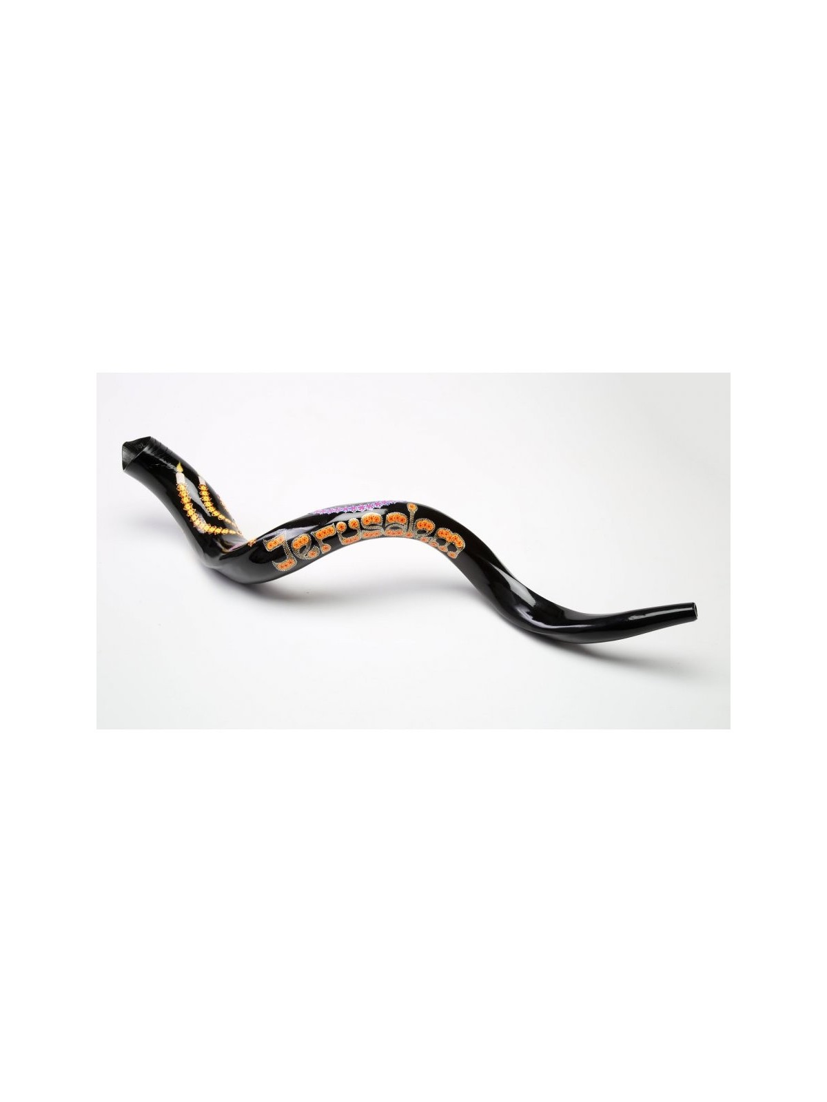 Shofar yéménite peint à la main avec menorah étoile... | Shofars décorés