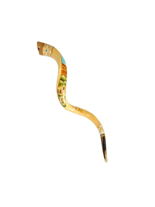 Collectors Hand Painted Yemenite Shofar Jerusalem | Decorated Shofars