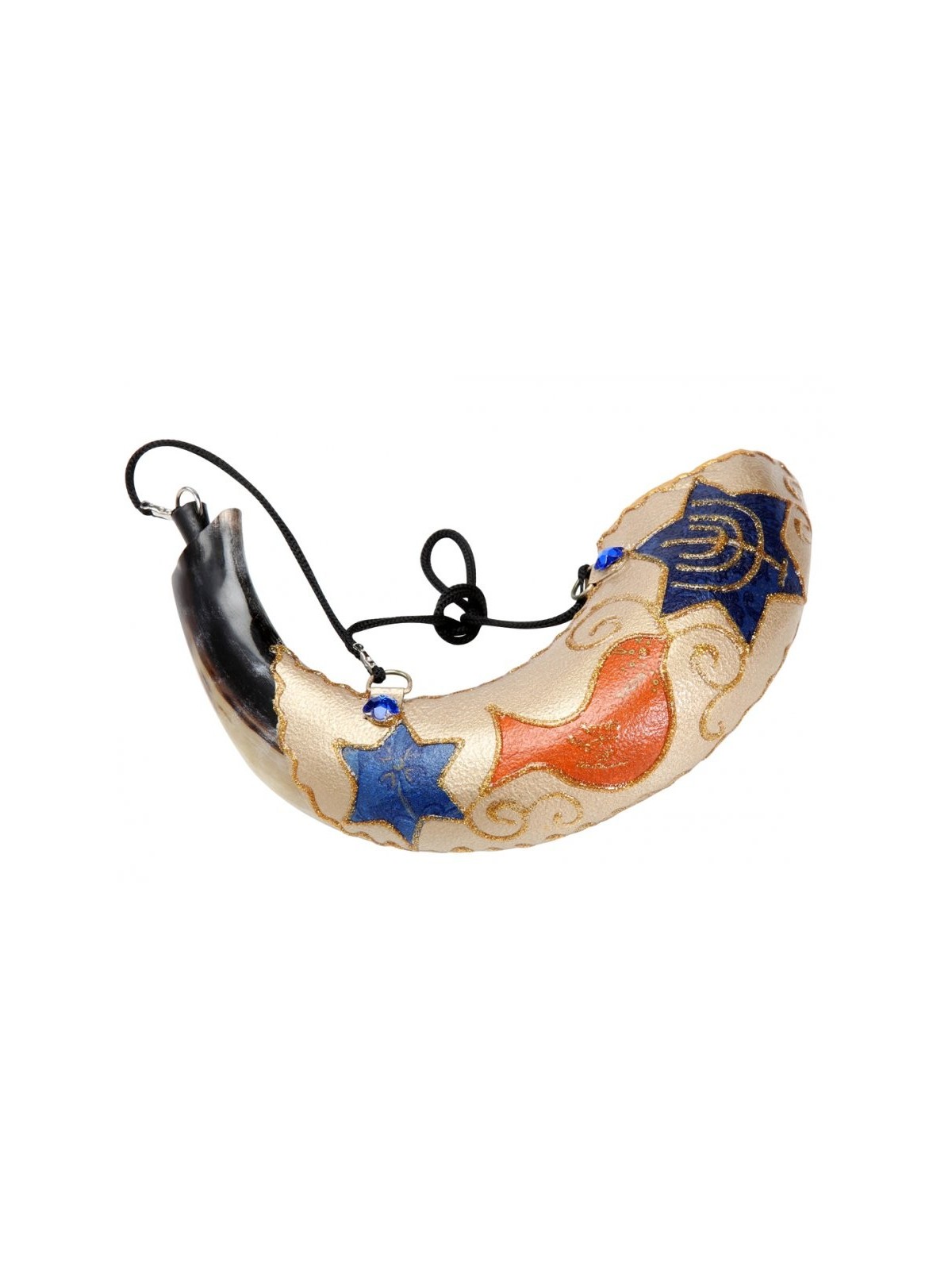 Colombe peinte de la paix onction corne de bélier Shofar | Shofars décorés