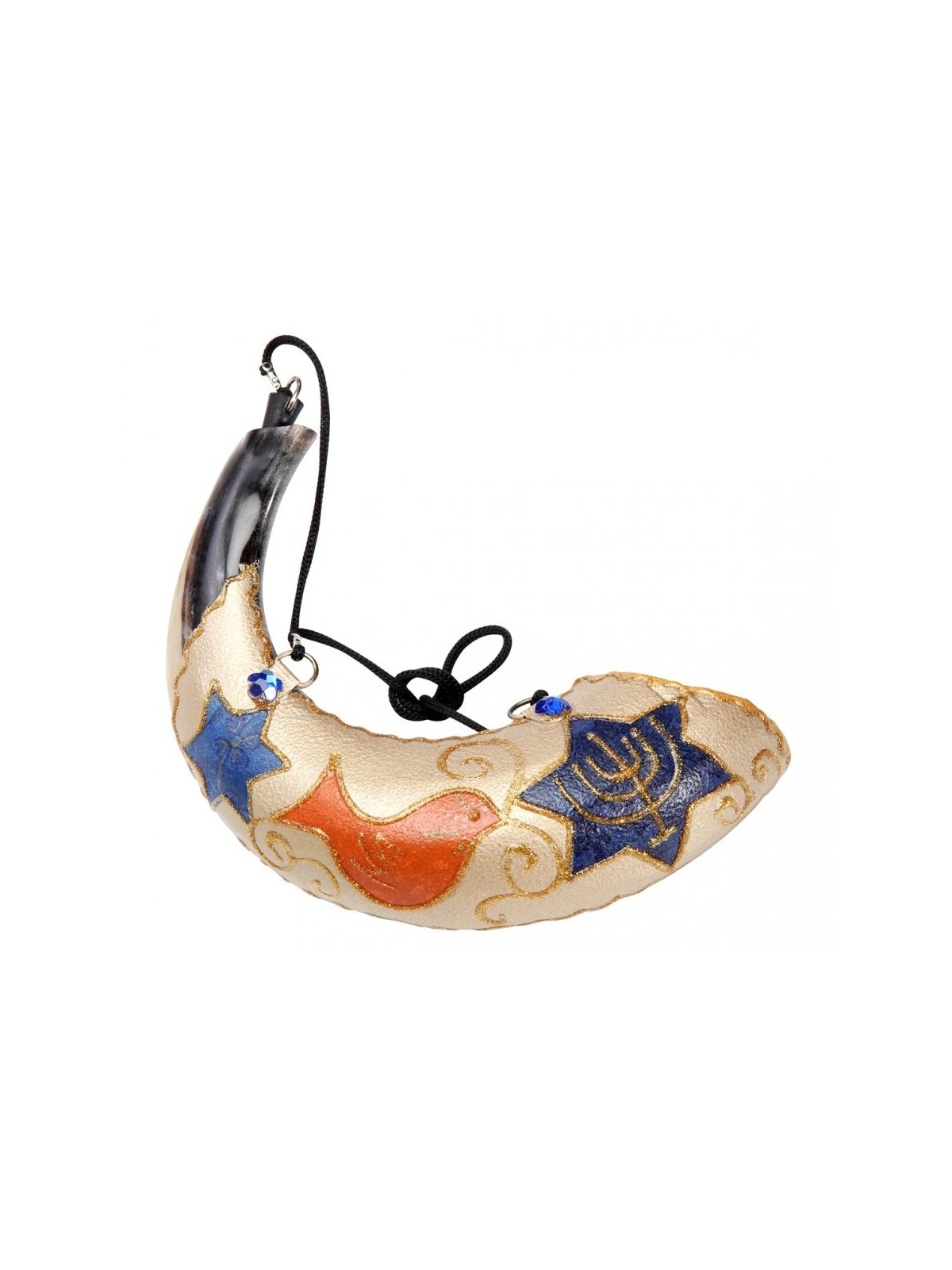Colombe peinte de la paix onction corne de bélier Shofar | Shofars décorés