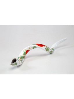 Shofar yéménite peint à la main avec des grenades... | Shofars décorés