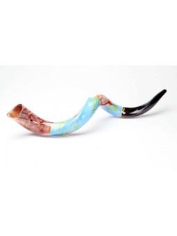 Shofar yéménite peint à la main avec grenade animée... | Shofars décorés