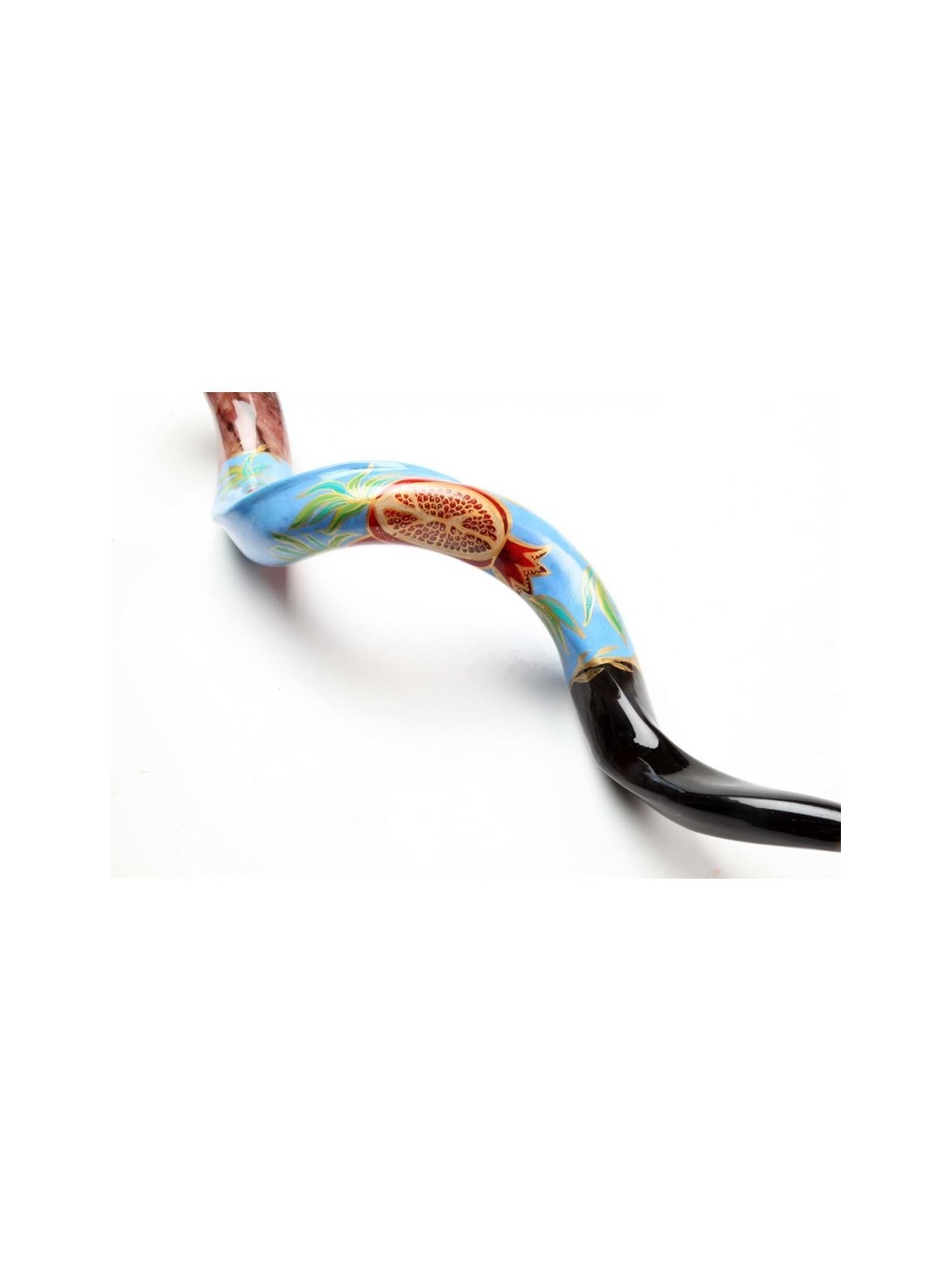 Shofar yéménite peint à la main avec grenade animée... | Shofars décorés