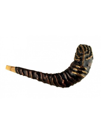 Shofar en corne de bélier relié en cuir distinctif %96... | Shofars décorés