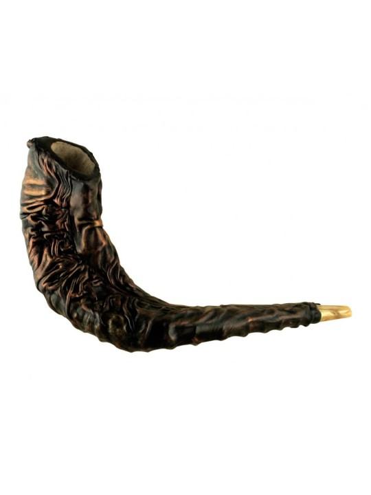 Shofar en corne de bélier relié en cuir distinctif %96... | Shofars décorés