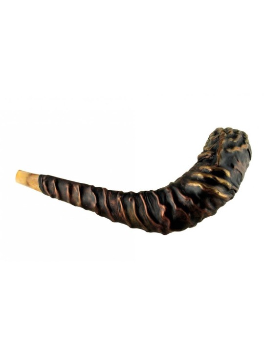 Shofar en corne de bélier relié en cuir distinctif %96... | Shofars décorés