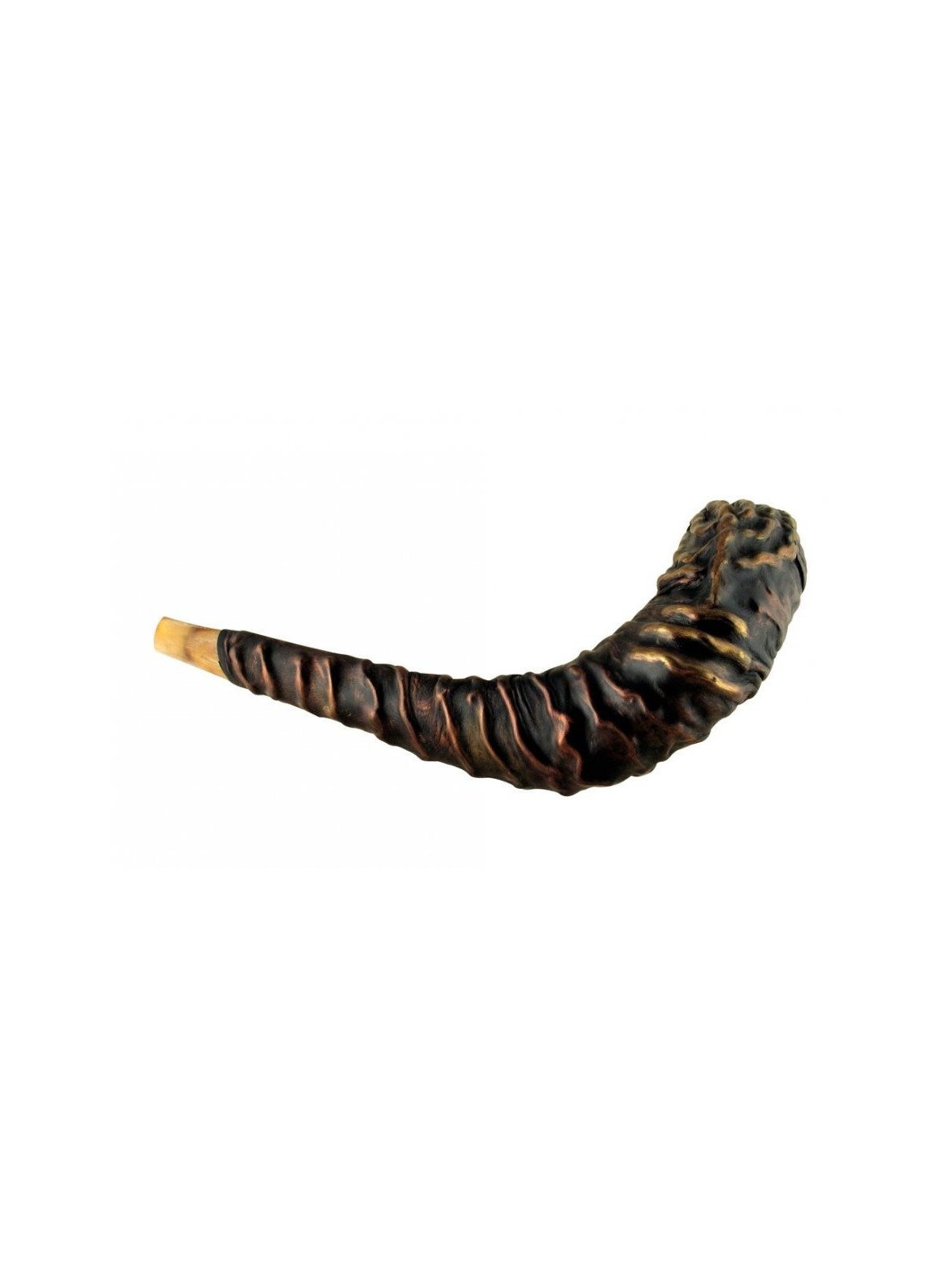 Shofar en corne de bélier relié en cuir distinctif %96... | Shofars décorés