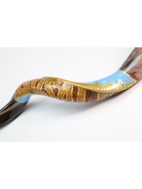 Shofar yéménite peint à la main Jérusalem | Shofars décorés