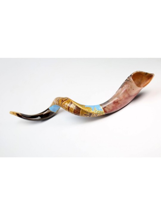 Shofar yéménite peint à la main Jérusalem | Shofars décorés