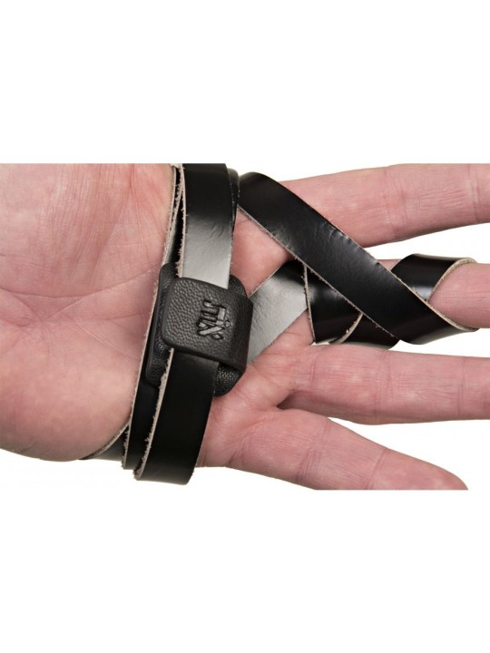 Black Leather Magnetic Tefillin Hand Strap Holder | Tefillin Parts