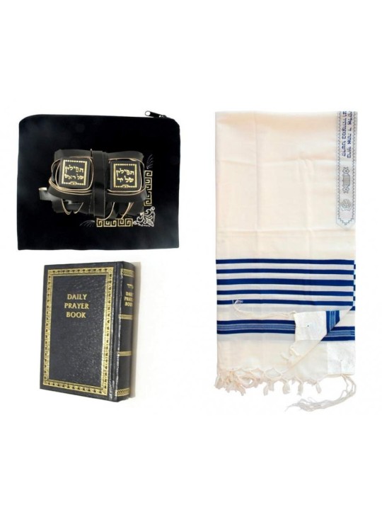 Ensemble de base de base sépharade Tefillin Tallit Bar Mizvah | Bar Mitzvah Téfilines