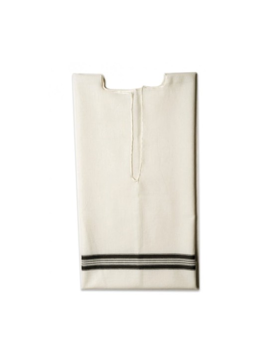 Talitnia White Wool Tallit Katan Without Center Frin... | Tallit Katan