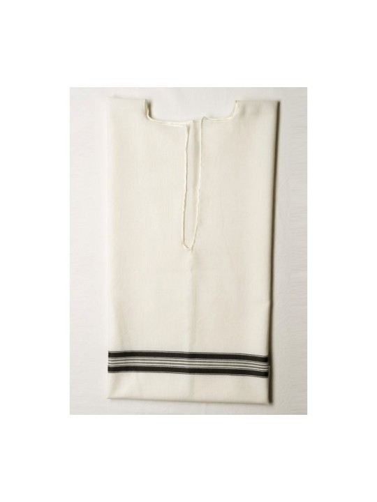 Talitnia White Wool Tallit Katan Without Center Frin... | Tallit Katan