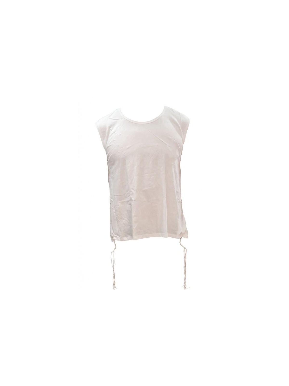 Adult White Sleeveless Undershirt with Tzitzit | Tzitzit T-Shirt
