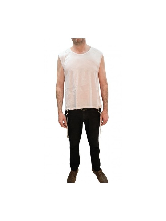 Adult White Sleeveless Undershirt with Tzitzit | Tzitzit T-Shirt