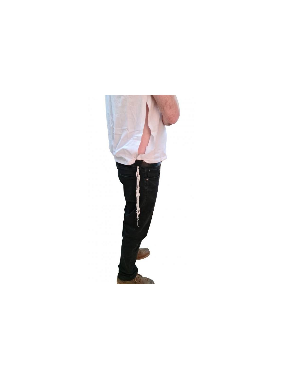 Maillot de corps sans manches blanc adulte avec Tzitzit | T-shirt Tzitzit