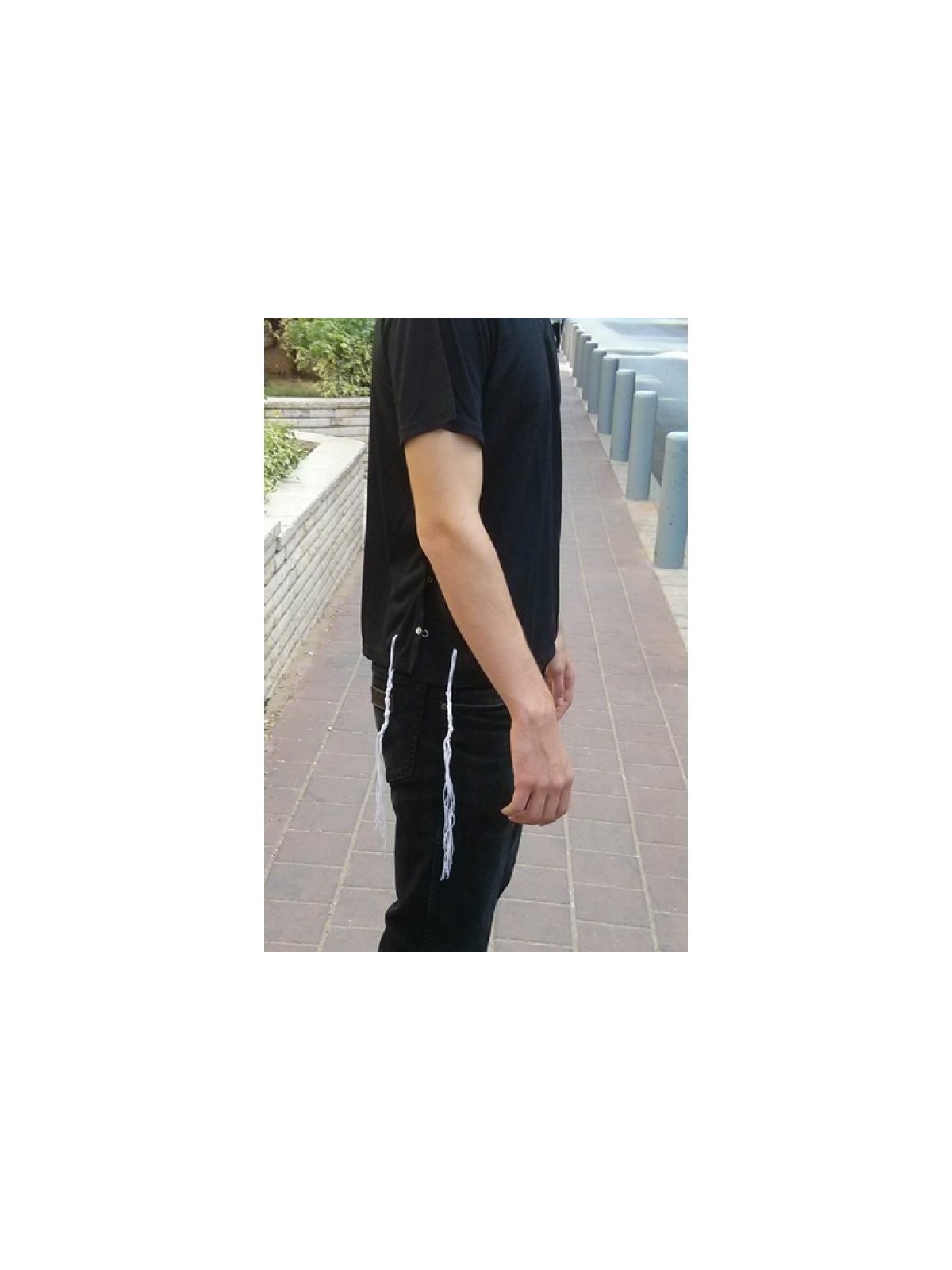 T-shirt noir adulte avec Tzitzit | T-shirt Tzitzit