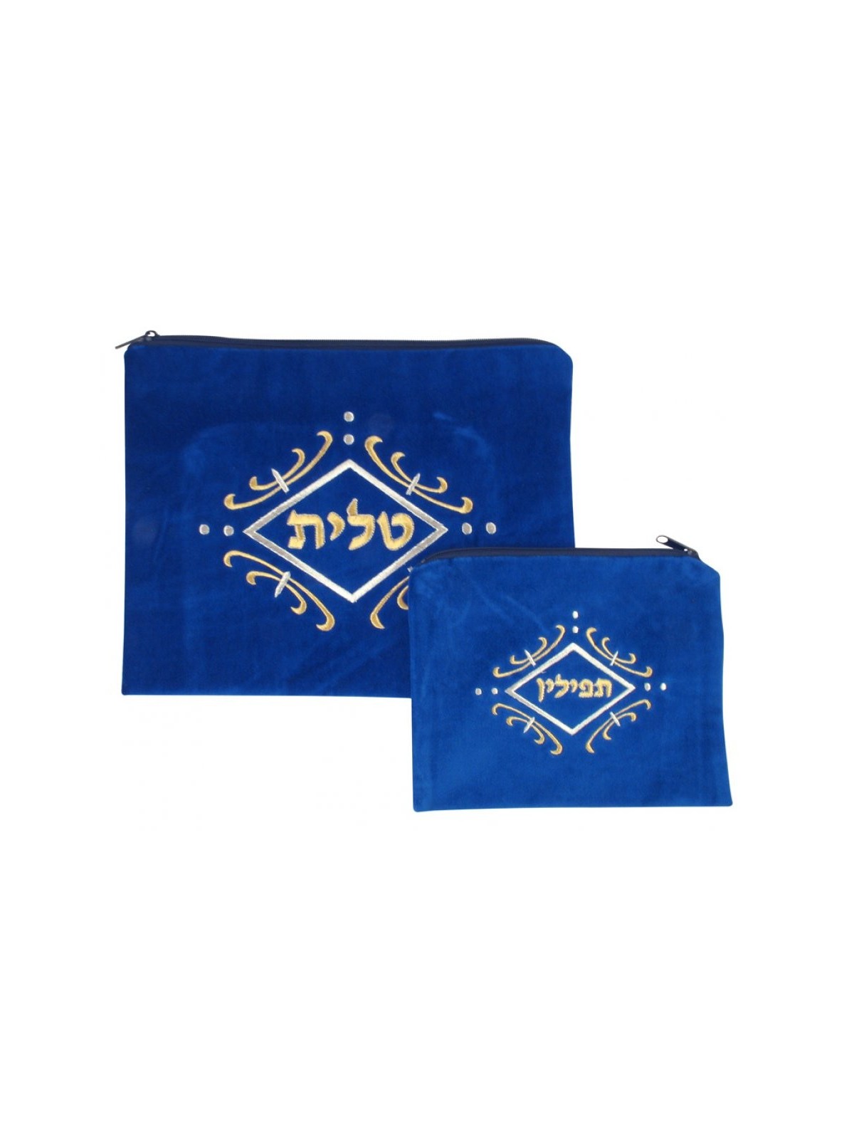 Sacs en velours bleu royal Talit Tefillin or... | Sacs Talit et Téfilines