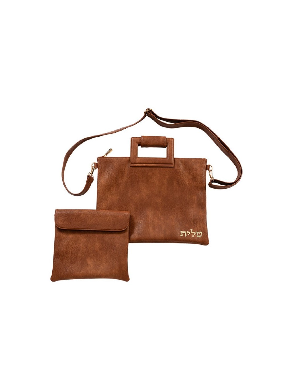 Talit et Tef en simili cuir marron châtain... | Sacs Talit et Téfilines