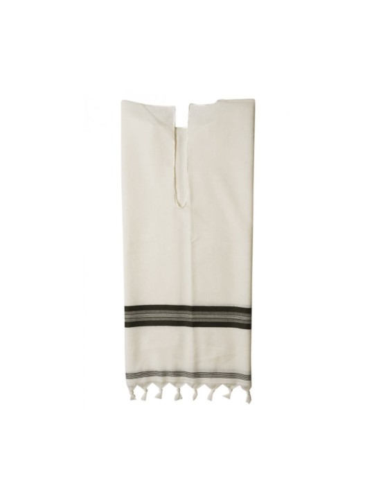 Talitnia White Wool Tallit Katan With Center Fringes... | Tallit Katan