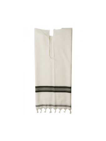 Talitnia Talit Katan en laine blanche avec franges centrales... | Talit Katan