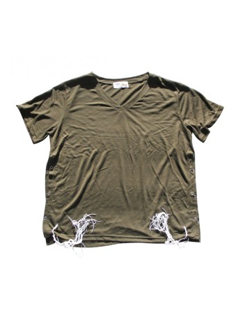 T-shirt kaki adulte avec Tzitzit | T-shirt Tzitzit
