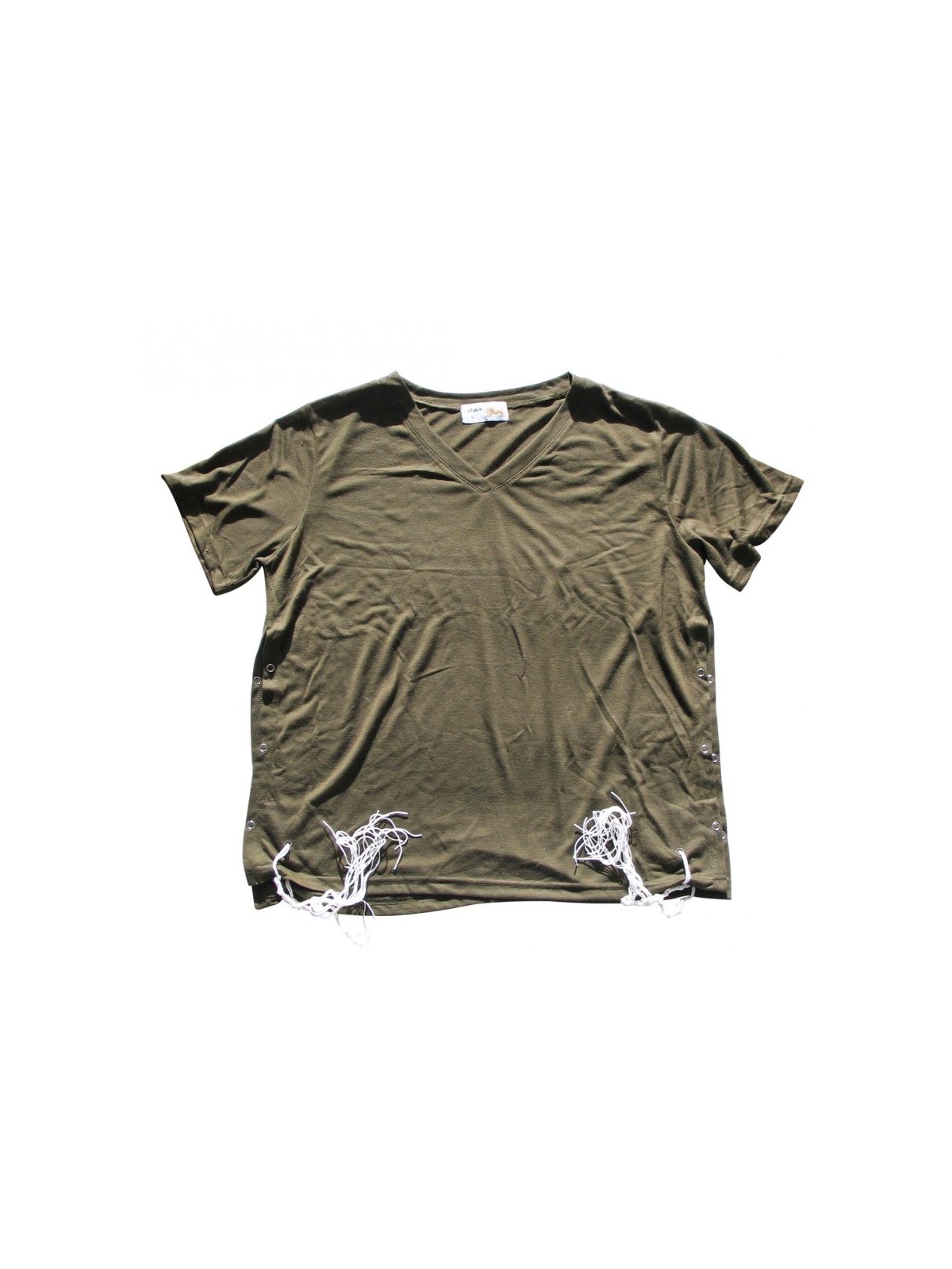 T-shirt kaki adulte avec Tzitzit | T-shirt Tzitzit