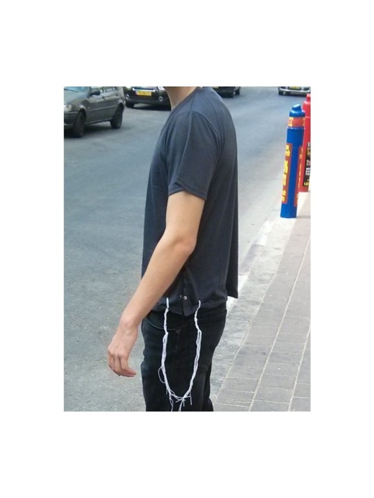 T-shirt gris clair avec Tzitzit pour hommes | T-shirt Tzitzit