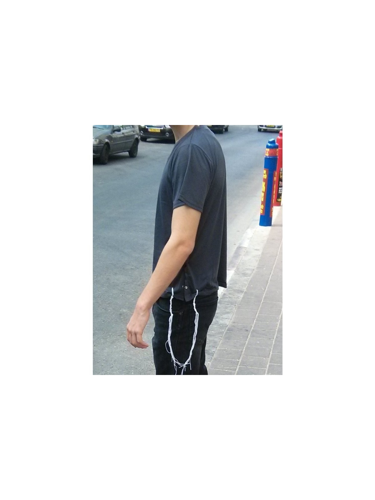 T-shirt gris clair avec Tzitzit pour hommes | T-shirt Tzitzit