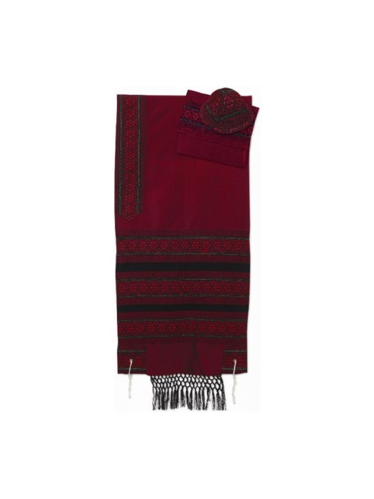Rikmat Elimelech Handloom Woven Red Silk ... | Rikmat Elimelech Tallit