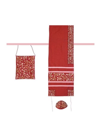 Yair Emanuel Embroidered Maroon Polysilk ... | Jewish Gift from Israel