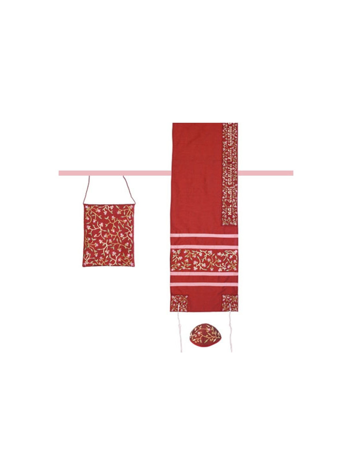Yair Emanuel Embroidered Maroon Polysilk ... | Jewish Gift from Israel
